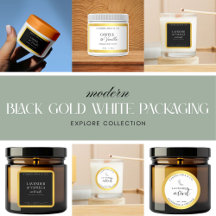 Modern White Black Gold Product Labels Packaging