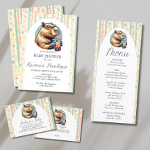 Pastel Funny Capybara Baby Shower