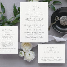Dark Grey Classic Elegant Calligraphy Wedding