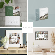 Modern minimal grey multi photo family calendar