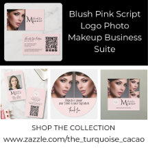 Blush Pink Script Logo Photo Makeup Business Suite