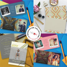 COLORFUL DIAGONAL STRIPES MODERN TRENDY GRADUATION