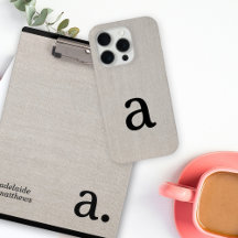 Linen Look Modern Monogram Initial Name Gifts