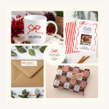 Elegant modern traditional red bow Christmas