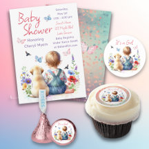 Baby Girl sitting with Dog Baby Shower Collection