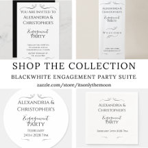 Minimal Black White Script Engagement Party Suite