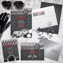 Go-Kart Race Car Racing Bar Mitzvah Invitation Set