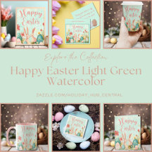 Happy Easter Light Green Watercolor