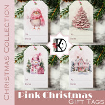 Whimsical Pink Christmas To and From Gift Tags