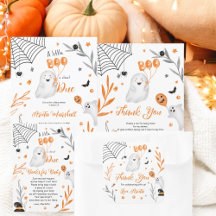 Cute little Boo Halloween orange baby shower 
