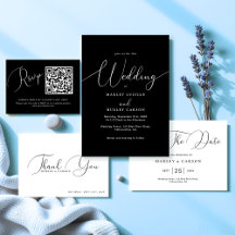 Minimalist Script Black White Wedding Collection