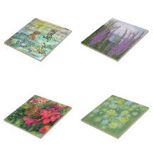 Ceramic Tiles With Watercolor Themed Designs 