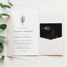 Black and White Minimalist Botanical Wedding