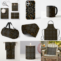 Creamy Golden Yellows Raked Pattern On Black