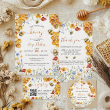 Watercolor Honey Bee and Honeycomb Bridal Shower