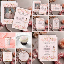 Cute Modern Little Ballerina Baby Shower