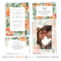 Watercolor Floral Blue Wedding Stationery Suite