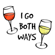 Cartoon Wine Glasses I Go Both Ways Wine Humor