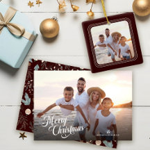 Elegant Script Merry Christmas Boho Greenery