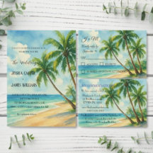 Tropical Island beach palm trees Wedding