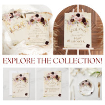 Fall Wildflower Gold Floral Baby Girl Shower