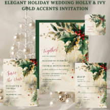 Elegant Holiday Wedding Holly & Ivy Gold Accents