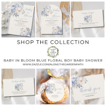 Baby In Bloom Blue Floral Boy Baby Shower