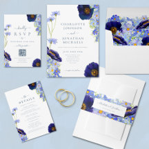 Modern Wildflower Floral Blue Wedding Suite
