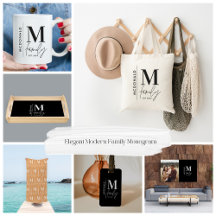 Modern monogram family script peronalized gifts