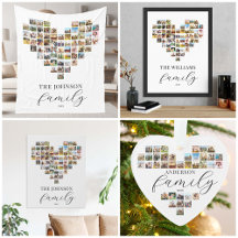 Modern Elegant Family Heart Shaped Photo Collage
