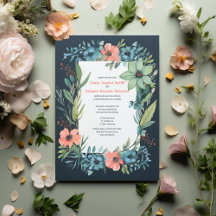 Whimsical Floral Salmon Blue Green Wedding Suite