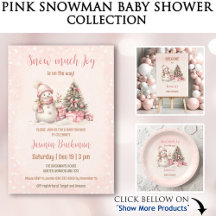 Pink Vintage Snowman Baby Shower