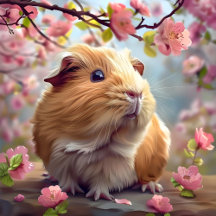 Guinea Pig Amidst Spring Blossoms