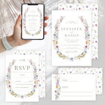 Colorful tiny wildflower wedding Green text