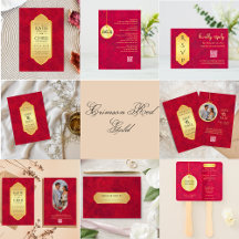 Elegant Crimson Red Gold Luxury Royal Collection