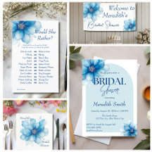 Elegant Blue Floral Bridal Shower Collection