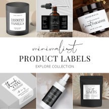 Minimalist Black & White Product Labels Packaging