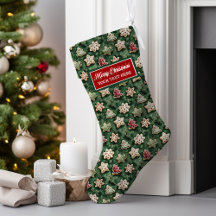 Vintage Classic Watercolor Christmas Stocking 92H