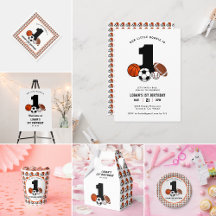 1 Ball Sports Theme Boy’s 1st Birthday