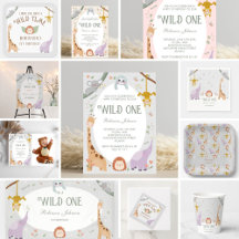 Cute Wild One Safari Animals 1st Birthday Theme 