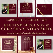 Elegant Script Burgundy Red Gold Graduation Suite