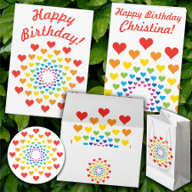 Cute colorful rainbow hearts birthday collection