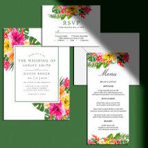 Tropical Hibiscus Floral Palm Leaves Wedding