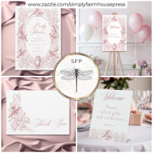 Elegant Pink Chinoiserie Nature Birds Baby Shower