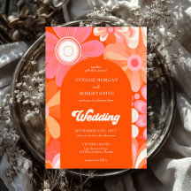 Trendy Retro groovy flowers wedding collection