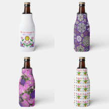 Bottle Cooler Sleeves In Botanical Floral Designs 
