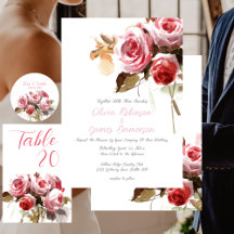 Antique Roses Watercolor Pink Wedding Collection