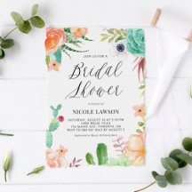 Watercolor Succulents and Flowers