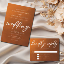 Rustic Burnt Orange Typography Autumn Wedding