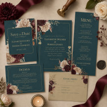 Dark Teal Floral Gothic Wedding Collection